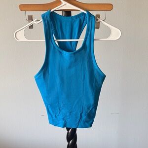 Blue Ribbed Women's Sport Bra